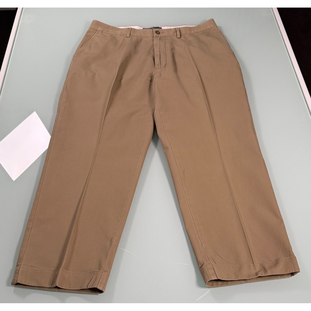 Polo Ralph Lauren Pants Mens 35x26 Khaki Flat Front Chino 100% Cotton Preppy